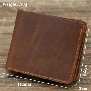 Vintage Genuine Leather Crazy Horse Leather <b>Card</b> <b>Holder</b> <b>Wallet</b> Men Trifold Slim Coin Purse <b>Wallet</b> - Product Image 2