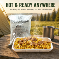 Riz aux légumes et au bœuf 908g Marque BDH Rations alimentaires d'urgence MRE Repas Durée de conservation de 5 ans Alimentation de survie pour le camping et les catastrophes