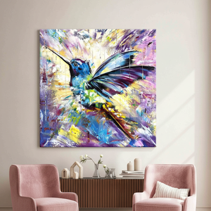 Lienzo Impreso: Elegante Colibrí Floral en Colores Vibrantes, Lienzo Enrollado - Product Image 3