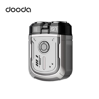 Mini rasoir électrique portable rotatif double anneau style Mecha, rechargeable USB, étanche IPX7, idéal pour l'hôtel