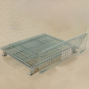 Kho hậu cần nhiệm vụ nặng nề hàng hóa dây lưới đóng mở có thể gập lại nestable 4 bên lưu trữ lồng Xe đẩy giỏ hàng CuộN <span class=keywords><strong>container</strong></span> - Product Image 3