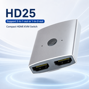 Commutateur KVM HDMI 2 entrées 1 sortie 4K*60Hz bidirectionnel en alliage d'aluminium, répartiteur HDMI 2 ports pour 2 PC 1 moniteur ou 1 PC 2 écrans - Product Image 1