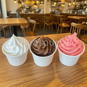 Modèle alimentaire de 3,94 pouces en forme de tasse en papier blanc, pour crème glacée lisse au chocolat, fraise, dessert, collation, crème glacée molle, vanille, jouet, pour présentation et fête - Product Image 6