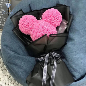 Orsetto di rose stabilizzate in PE, bouquet di rose artificiali in schiuma effetto real touch per matrimonio, bouquet Mickey per San Valentino romantico per la fidanzata - Product Image 2