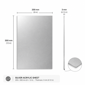 Lámina Acrílica Metálica Plateada de 3 mm, Panel PMMA de 8x12 Pulgadas para Corte Láser, Grabado, Manualidades, Decoración - Product Image 3