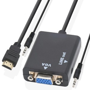 อะแดปเตอร์ HDMI เป็น VGA พร้อมเอาต์พุตเสียง 3.5 มม. สำหรับจอแสดงผลคอมพิวเตอร์สีดำ 1080p - Product Image 2