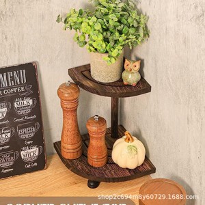 Wooden Dessert <b>Shelf</b> Double Layer <b>Desktop</b> Display Rack Corner Storage Holder For Bathroom Kitchen Decor - Product Image 3