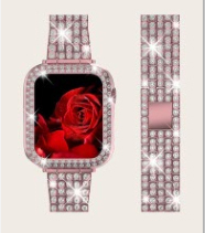 Cinturini per orologi di lusso con diamanti Bling con custodia per cinturini per cinturini <span class=keywords><strong>Apple</strong></span> <span class=keywords><strong>Watch</strong></span> <span class=keywords><strong>I</strong></span> <span class=keywords><strong>Watch</strong></span> <span class=keywords><strong>Se</strong></span> Bands 7 41mm 45mm 44mm cinturini Glitter - Product Image 3