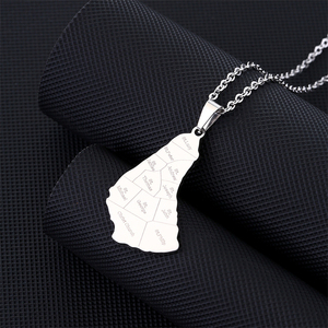 Mapa de moda de acero inoxidable de la <span class=keywords><strong>isla</strong></span> de Barbados con colgante de <span class=keywords><strong>nombre</strong></span> de ciudad collares plata/oro Color mapas joyería - Product Image 6