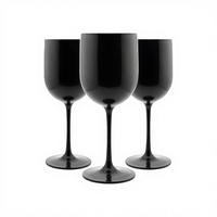 Verre à vin en plastique PP incassable 16oz, logo personnalisé, gobelet transparent noir portable pour fête et événement