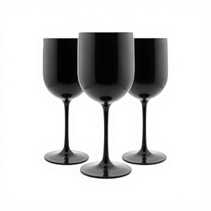 Verre à vin en plastique PP incassable 16oz, logo personnalisé, gobelet <span class=keywords><strong>transparent</strong></span> noir portable pour fête et événement - Product Image 3