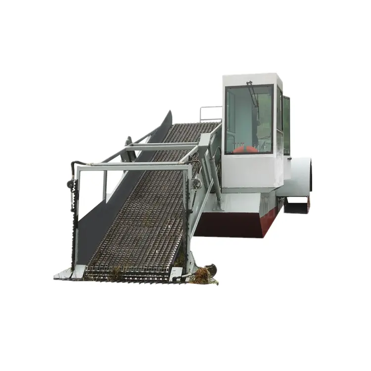 Máquina automática de corte de maleza acuática, barco de limpieza de Río, cosechadora de hierba de agua