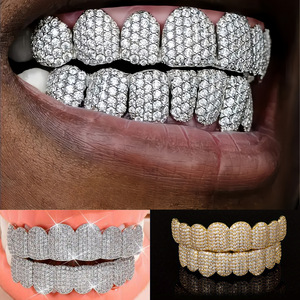 Grillz Hip Hop 8 Dents en Zircon Micro-Inserté, Bijoux Dentaires pour Hommes, Usage Quotidien - Product Image 1