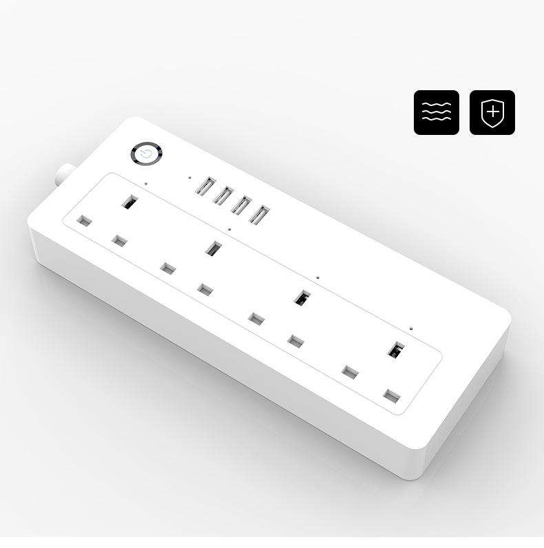 HONPNK Remote Control Via Mobile Phone Timer Function UK Standard Power Strip WiFi Smart Power Strip Tuya Design Smart Socket