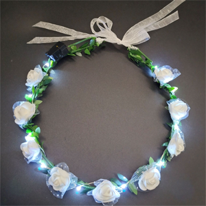 Màu hồng trắng Led hoa Headband ánh sáng lên Hoa Vòng hoa phát sáng tóc phụ kiện hoa vương miện chuỗi ánh sáng - Product Image 2