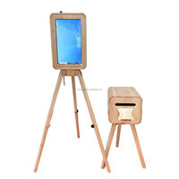Machine photomaton portable rétro à double face en bois avec appareil photo et imprimante, style Surface Pro, pour iPad et DSLR