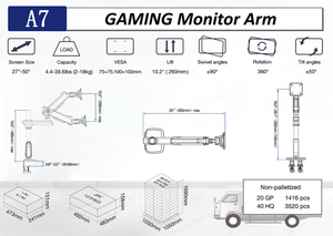 <span class=keywords><strong>Support</strong></span> de moniteur de jeu NB avec bras robotique et ressort à gaz en aluminium, compatible <span class=keywords><strong>écran</strong></span>s 27-50 pouces, inclinaison à 90°, capacité de charge 18 kg - Product Image 5