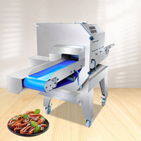 Nouvelle machine automatique de découpe de viande cuite, capacité 0,8 t/h, puissance 2,2 kW, tranchage fin réglable, carbone.
