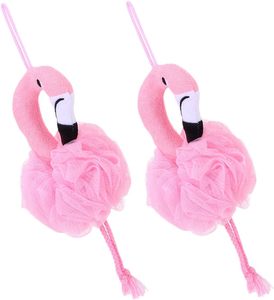 Pink Flamingo Shower <b>Loofah</b> Bath Sponge Ball Girly Heart Bath Flower Soft PE Back Rubbing Bath Foamer for Adults and Children - Product Image 3