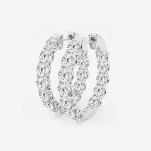 ต่างหูแบบห่วงทรงวงรีประดับเพชรทรงกลม 8 กะรัต ผลิตในห้องปฏิบัติการ ดีไซน์หรูหราสำหรับโอกาสพิเศษ สง่างาม - Product Image 4