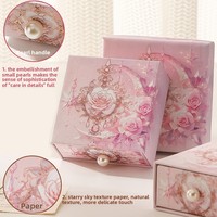 Boîte de rangement pour bijoux romantique Rose Month Rose avec tiroir doublé d'éponge pour bagues, colliers, boucles d'oreilles