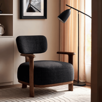 Fauteuil Canapé Moderne Minimaliste en Bois Massif Écologique, Confortable pour la Détente, la Salle à Manger, le Bureau, le Salon, la Chambre, l'Hôtel, l'Hôpital, Individuel