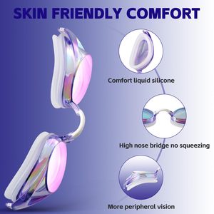 Gafas de natación de competición con cuerda elástica, acabado electrochapado antivaho, para adultos y niños, ajuste universal - Product Image 3