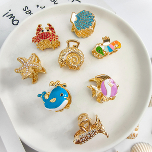 Pinzas para el pelo de concha de estrella de mar estilo océano al por mayor pinzas para el pelo con ajuste de diamante dorado para mujeres y niñas - Product Image 3