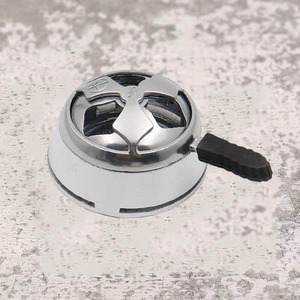 Accessoires pour fumer Shengling, bol à charbon en alliage d'aluminium avec poignée pour chicha, finition argentée et noire mate - Product Image 2