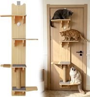 Arbre à chat suspendu à la porte, tour d'escalade à 4 niveaux avec poteau à gratter en sisal, tapis amovible et balle interactive