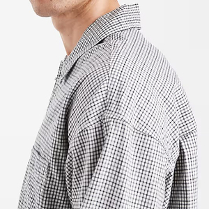 <span class=keywords><strong>Camicia</strong></span> da <span class=keywords><strong>Uomo</strong></span> a Maniche Lunghe in Tessuto Texturizzato Gingham <span class=keywords><strong>Oversize</strong></span>, Resistente alle Pieghe, ad Asciugatura Rapida, Vestibilità Comoda, con Bottoni, per Uso Quotidiano - Product Image 4