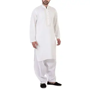 Latest Pakistani suit 2023 Muslim style men's fashion solid color Eid Touhid afridi event Islamic products