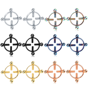 Paar Stahl Nippel ringe Runde nicht <span class=keywords><strong>Piercing</strong></span> Nippel Schild <span class=keywords><strong>Piercing</strong></span> Schraube Nippel klemmen Sexy Körpers chmuck Adult Game für Frauen - Product Image 1