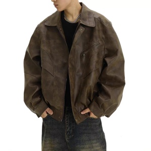 Chaqueta de Cuero Lavado para Motocicleta, Estilo Retro Vintage, a Prueba de Viento, para Hombre, Fabricante de Chaquetas de Moda Urbana - Product Image 2