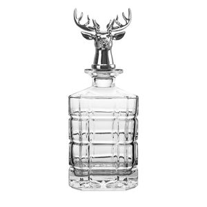 Carafe à <span class=keywords><strong>whisky</strong></span> <span class=keywords><strong>de</strong></span> luxe <span class=keywords><strong>avec</strong></span> bouchon unique en acier inoxydable en forme <span class=keywords><strong>de</strong></span> tête <span class=keywords><strong>de</strong></span> <span class=keywords><strong>cerf</strong></span>, capacité <span class=keywords><strong>de</strong></span> 701 à 800 ml, pour usage domestique et festif - Product Image 1
