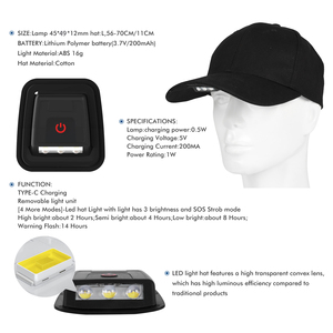Thời Trang Mới Xây Dựng Trong Có Thể Sạc Lại Unisex <span class=keywords><strong>LED</strong></span> Mũ Bóng Chày Với Ánh Sáng Đổi Mới Đèn Pin <span class=keywords><strong>Hat</strong></span> <span class=keywords><strong>LED</strong></span> Mũ Bóng Chày - Product Image 4