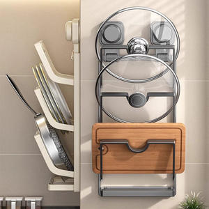 Support mural multifonctionnel moderne pour cuisine, sans perçage, avec ventouse puissante, pour couvercles de casseroles, rangement mural pour poêles - Product Image 2