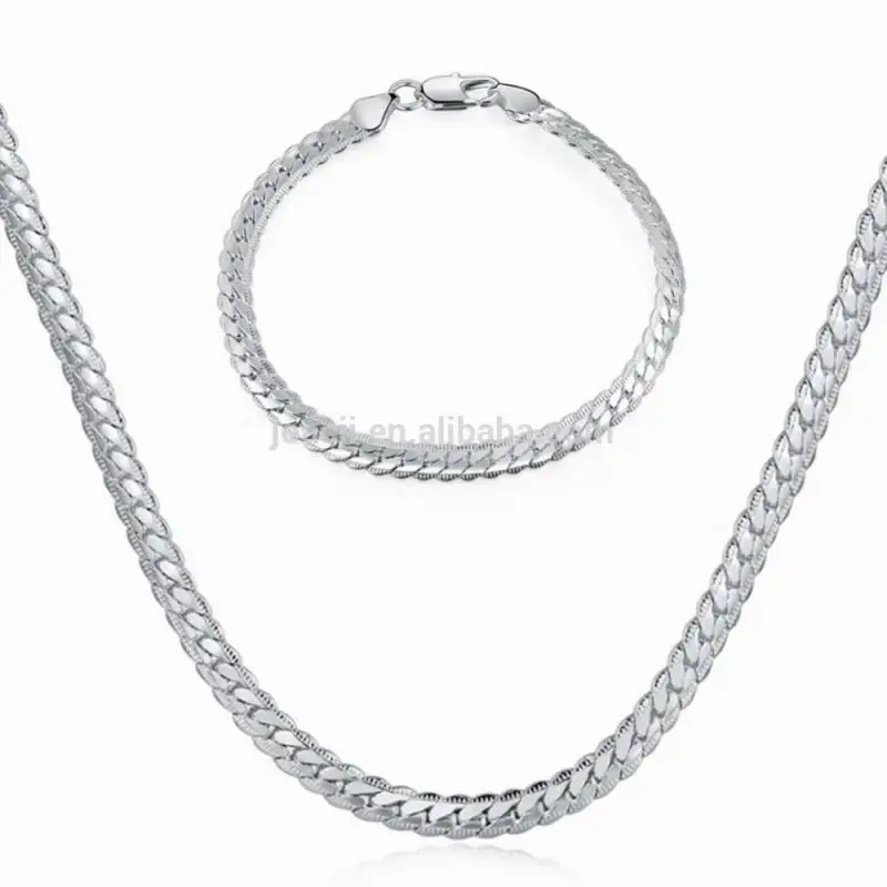 Simple Style 925 Sterling Silver Chain And Link Bracelets For Couples With Bijoux Femme