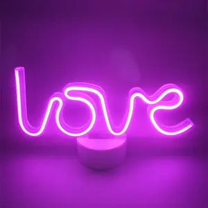 Love-Lámpara de neón para dormitorio, luz led de pared con USB o batería, como letreros de neón para chicas, Love Light