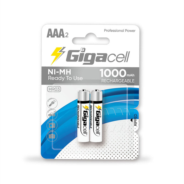 Gigacell 1.2v Ni-MH HR03 AAA SIZE 1000mAh Battery Rechargeable