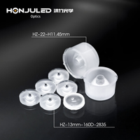 Lentille optique LED COB HONJU HZ-22*H14mm en PMMA avec options de 20/60/90 degrés, indice de protection IP33, efficacité de 92% pour l'éclairage commercial