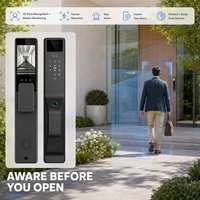 Serrure de porte intelligente EBKN AF8839M avec reconnaissance faciale 3D, lecture de veine palmaire, carte mémoire et stockage cloud, en alliage d'aluminium pour porte en bois