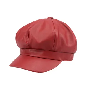 Yiwu manufacturer wholesale fashion PU leather peaked hats custom outdoor warm hats sun visor hats for man woman