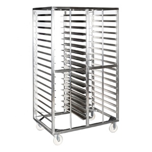 Chariot de service commercial robuste en acier inoxydable à double rangée, multi-niveaux, à quatre roues, résistant aux hautes températures, de qualité alimentaire - Product Image 2