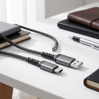 Câble de données universel compatible en nylon tressé avec interface Type-C
