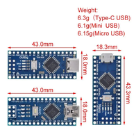 Carte de développement FYX Mini Type-C Micro USB Nano 3.0 Atmega328P avec bootloader CH340 compatible contrôleur Nano
