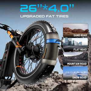 Bicicleta Eléctrica de Montaña con Llantas Anchas, Bicicleta Eléctrica con Suspensión Trasera para Ciclismo al Aire Libre - Product Image 3