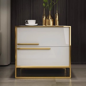 Hiện đại màu trắng rắn gỗ Bàn Cạnh Giường ngủ thiết kế đơn giản có thể điều chỉnh chuyển đổi tính năng Bảng điều khiển phong cách cho căn hộ phòng ngủ - Product Image 1