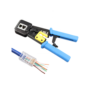 Pinza <span class=keywords><strong>de</strong></span> crimpado manual <span class=keywords><strong>para</strong></span> conectores RJ45, RJ12, Cat5, Cat5e, Cat6, con función <span class=keywords><strong>de</strong></span> pelacables y prensado - Product Image 1
