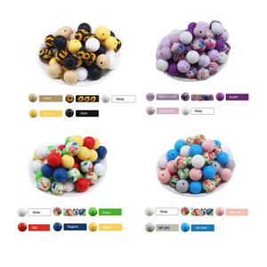 Vente chaude 100 pièces couleur mélangée perles en PVC de <span class=keywords><strong>silicone</strong></span> personnalisées <span class=keywords><strong>lot</strong></span> de gros pour porte-clés stylos focaux avec taille 15MM - Product Image 4